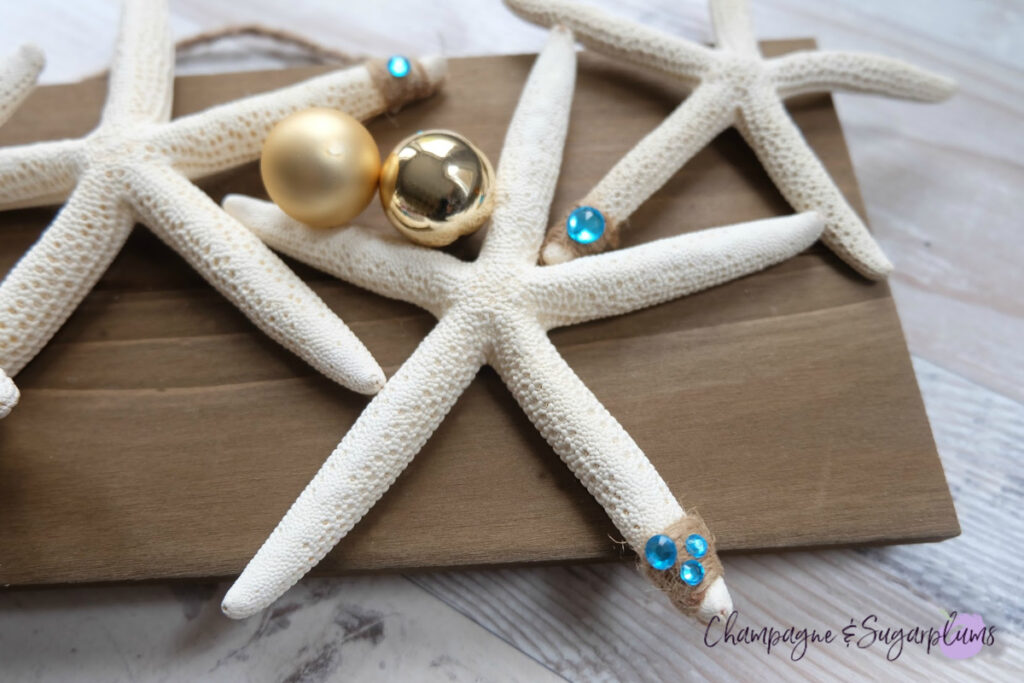 2 Step DIY Coastal Christmas Starfish Champagne and Sugarplums