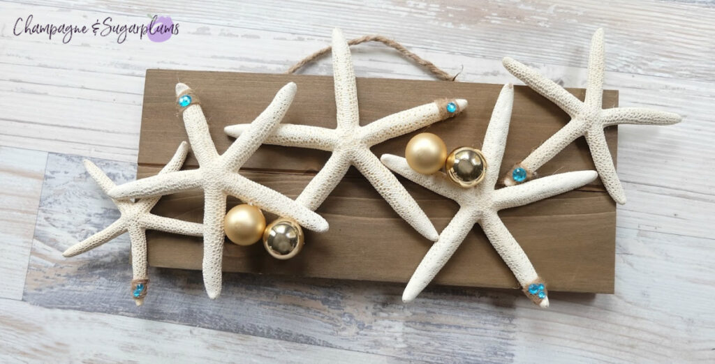 2 Step DIY Coastal Christmas Starfish Champagne and Sugarplums