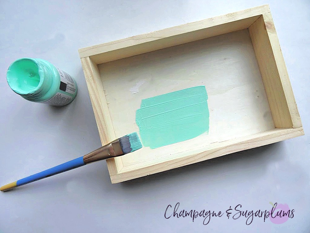 Painting the inside of a wood box mint by Champagne and Sugarplums