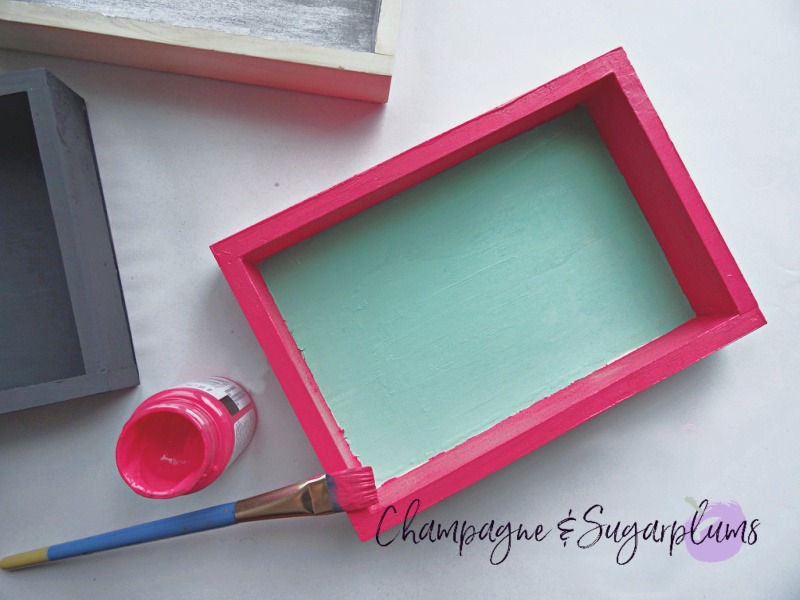 Painting the outside of a wood box pink by Champagne and Sugarplums