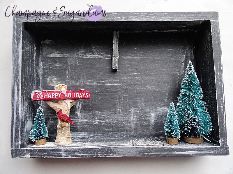 Completed rustic Christmas card holder by Champagne and Sugarplums