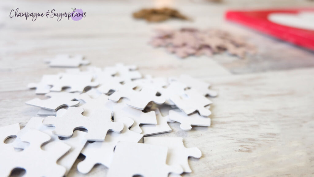 Easy DIY Valentine’s Puzzle Heart Champagne and Sugarplums 