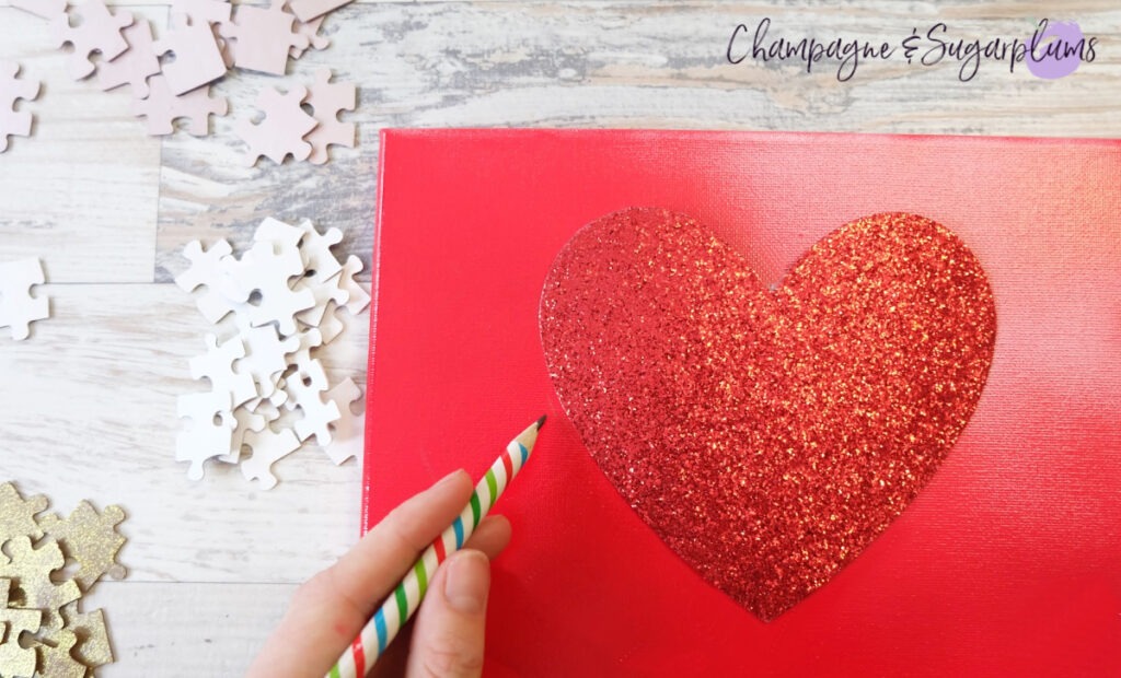 Easy DIY Valentine’s Puzzle Heart Champagne and Sugarplums 