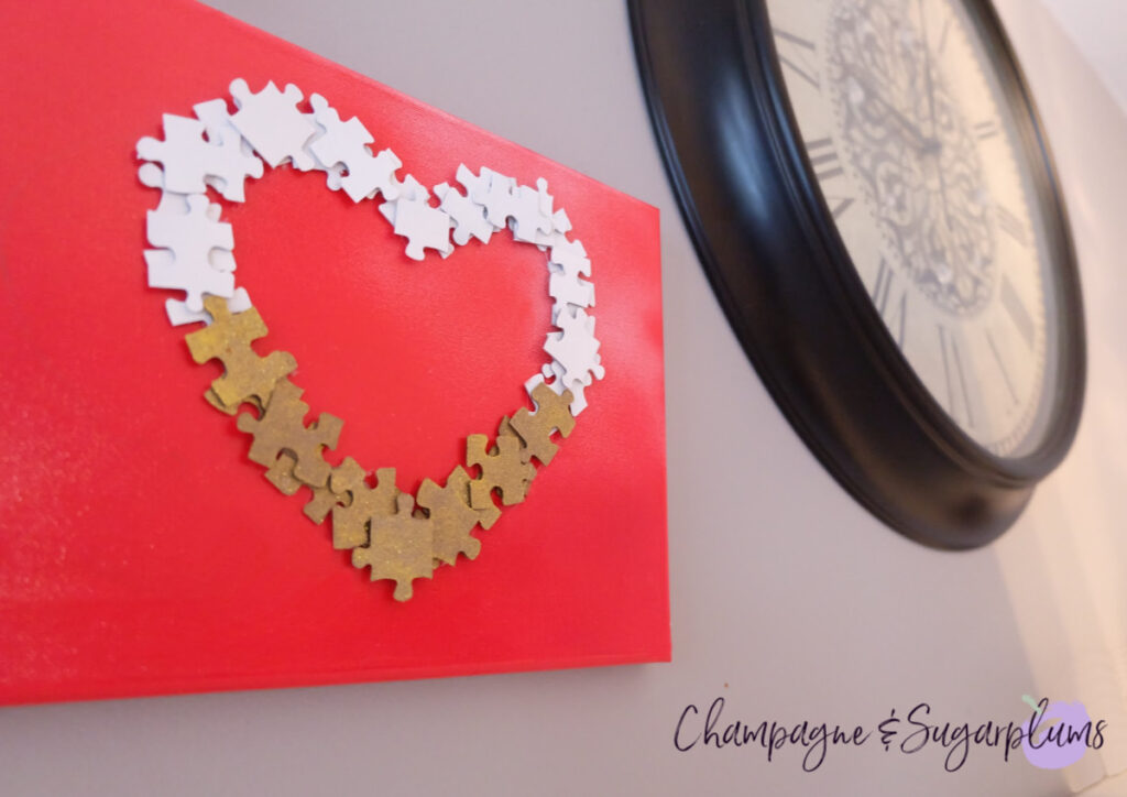 Easy DIY Valentine’s Puzzle Heart Champagne and Sugarplums 
