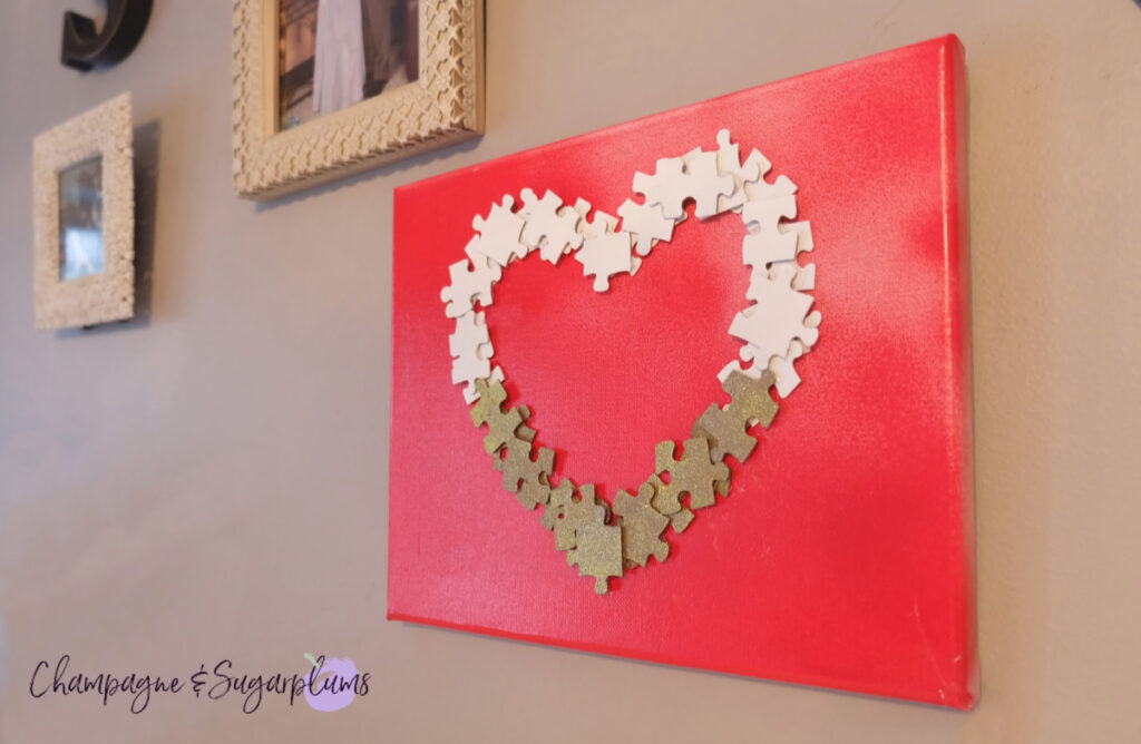 Easy DIY Valentine’s Puzzle Heart Champagne and Sugarplums