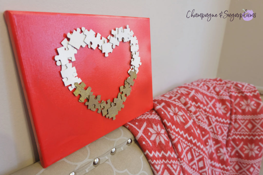 Easy DIY Valentine’s Puzzle Heart Champagne and Sugarplums 