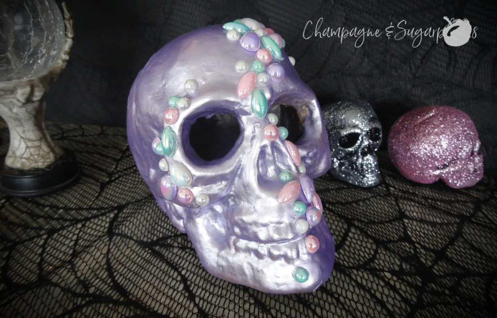 Completed project on a black lace background by Champagne and Sugarplums