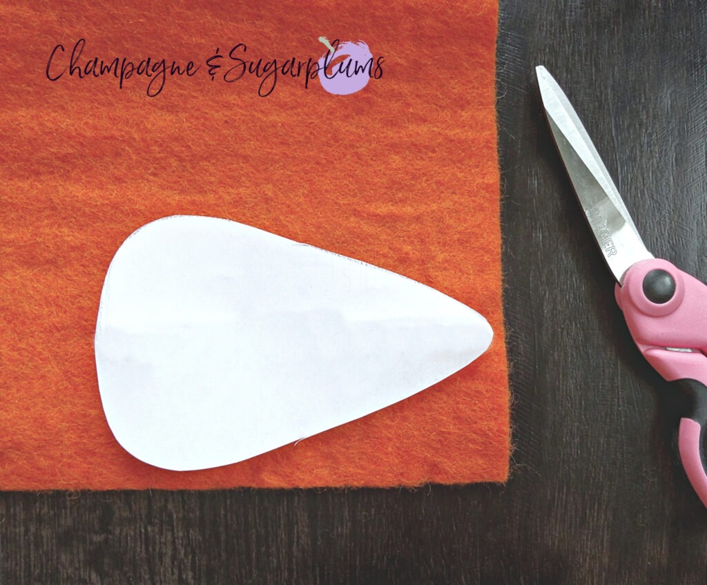 How to cut a carrot out of orange felt with a template by Champagne and Sugarplums