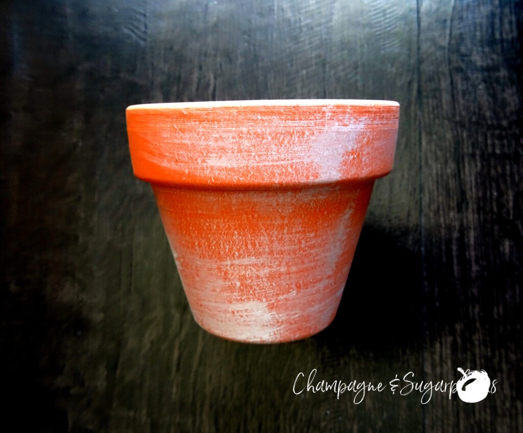 How to dry-brush paint onto a mini clay pot by Champagne and Sugarplums