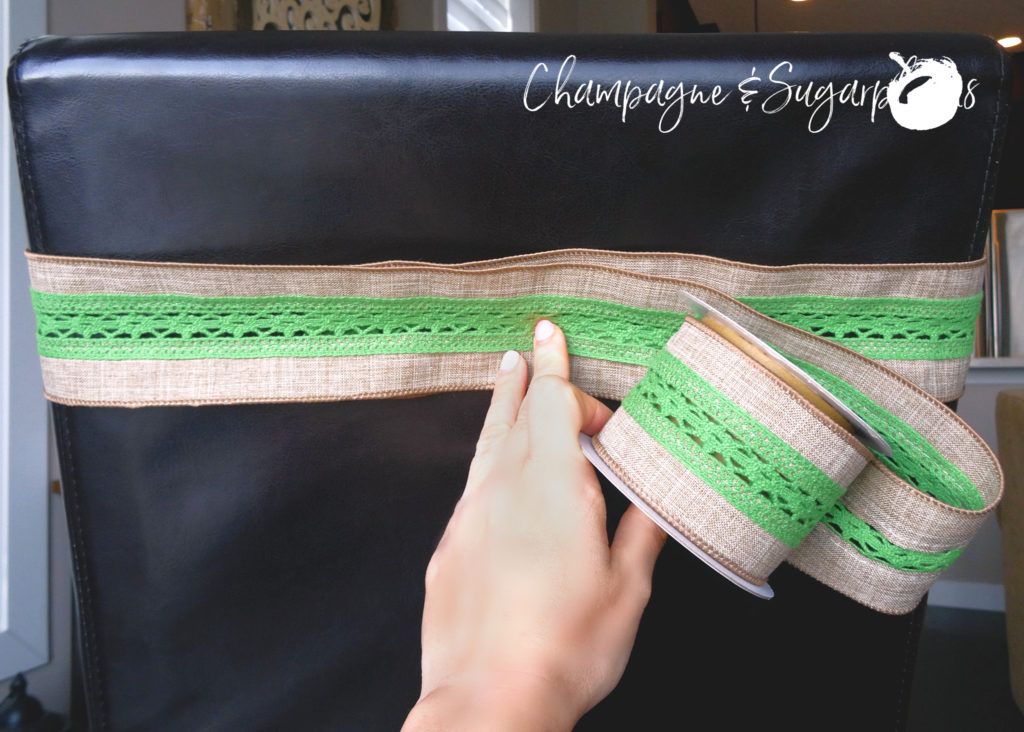 Sizing ribbon to make clover chair sashes by Champagne and Sugarplums