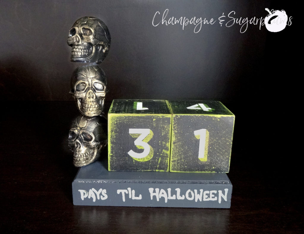 Halloween blocks skull advent on a dark background by Champagne and Sugarplums