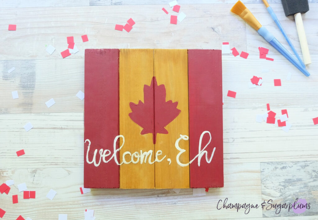 Easy DIY Canada Day Wooden Welcome Sign