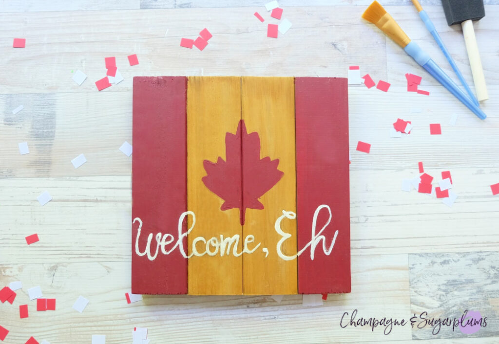 Easy DIY Canada Day Wooden Welcome Sign