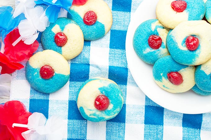 Red, White and Blue Cherry Almond Sugar Cookies - Sustain my Cooking Habit