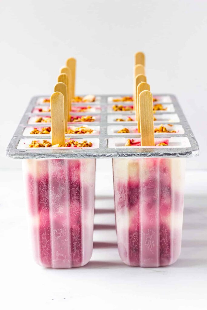 Berry Yogurt Popsicles with Granola - Pass Me Some Tasty