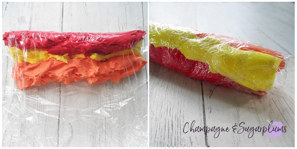 Icing wrapped in plastic wrap by Champagne and Sugarplums