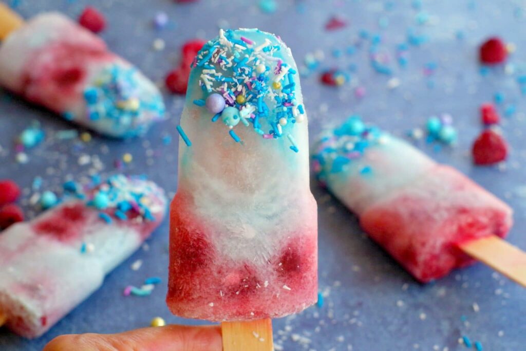 Coconut Blue Raspberry Popsicles - Food Meanderings
