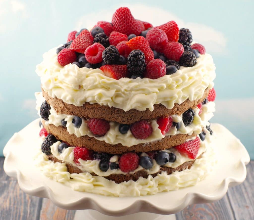 Chocolate Italian (Genoise) Sponge Cake with Berries - Food Meanderings