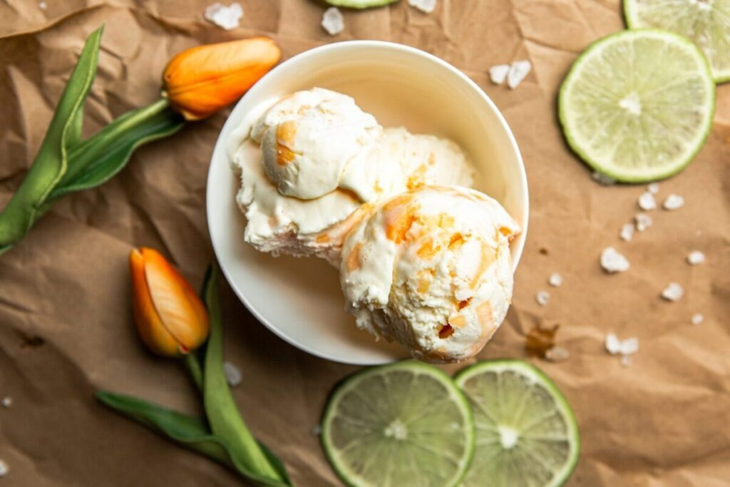 No-Churn Papaya Mango Ice Cream - Powered by Mom