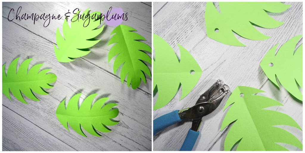 Cutting leaves from green paper by Champagne and Sugarplums