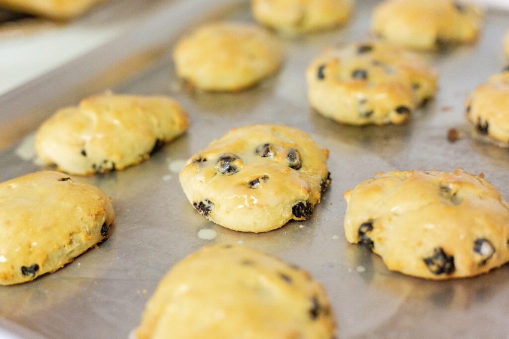 Blueberry Biscuits with Lemon Glaze - Saving Talents