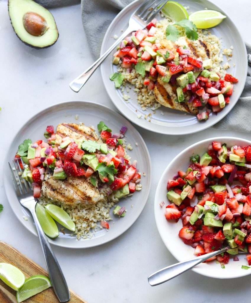 Grilled Halibut & Strawberry Avocado Guacamole - Cook At Home Mom