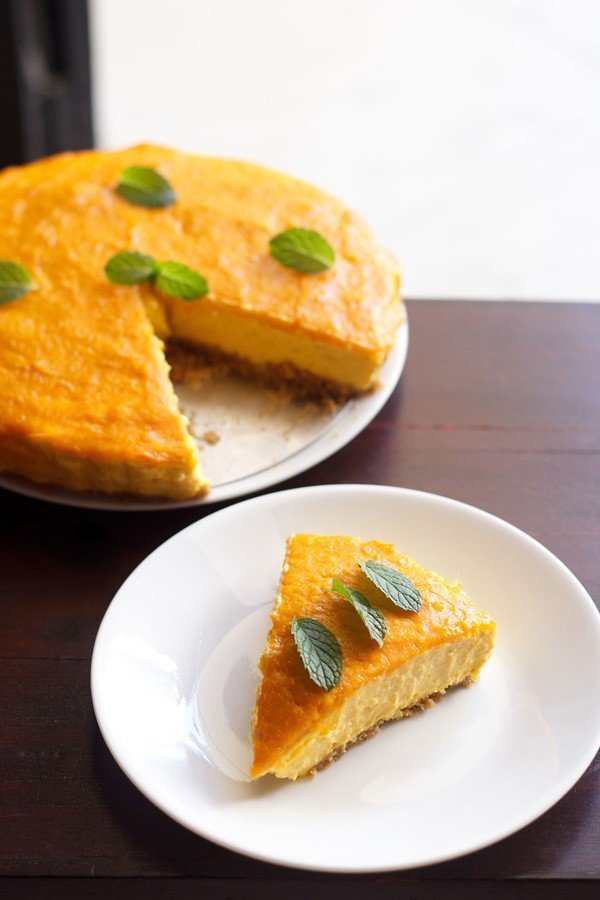 Mango Cheesecake, No Bake Eggless Mango Cheesecake - Veg Recipes of India