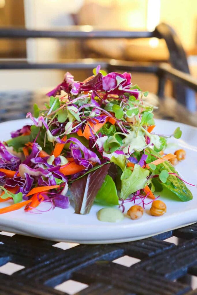 Micogreen Salad, Chickpea Croutons + Green Goddess Dressing - Eating Works 