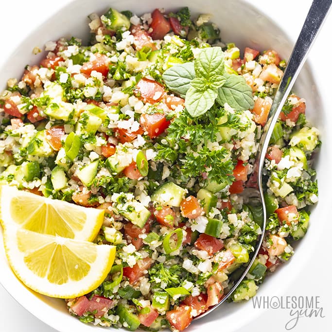 Keto Cauliflower Tabbouleh Recipe - Wholesome Yum