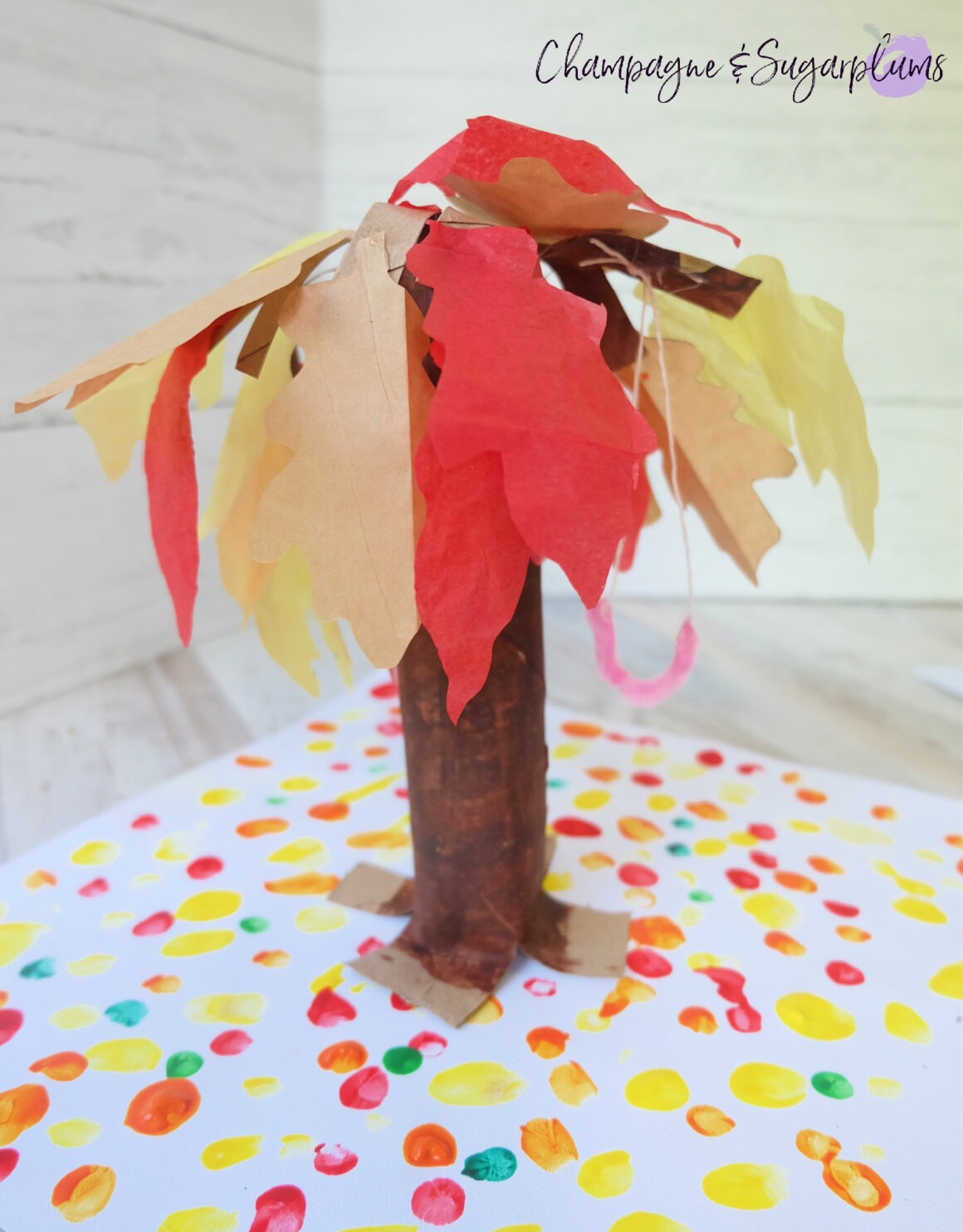 Paper Bag Tree Kids Craft for Thanksgiving - Champagne and Sugarplums