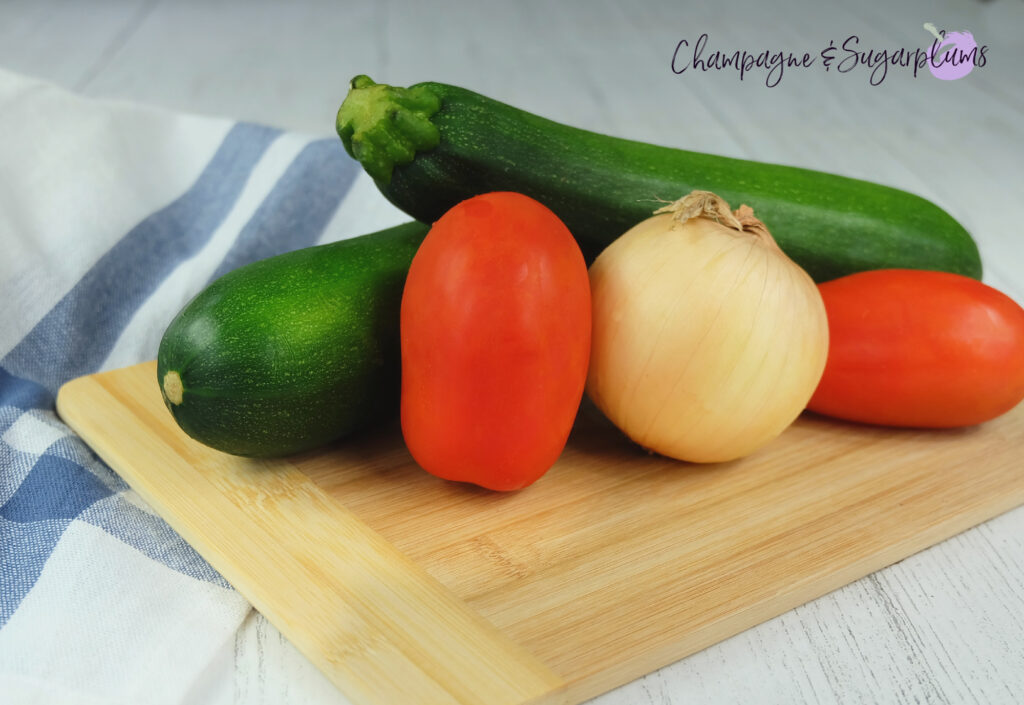 Easy Zucchini Tomato Bake with Parmesan by Champagne and Sugarplums