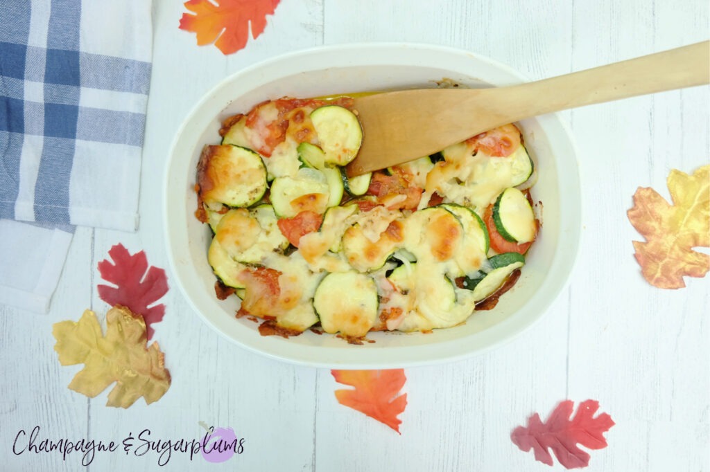 Easy Zucchini Tomato Bake with Parmesan by Champagne and Sugarplums