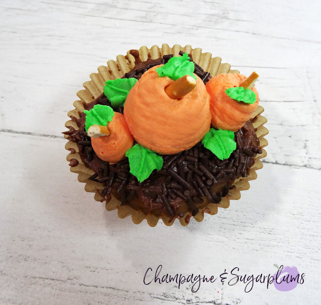 Pumpkin Patch Cupcakes on a white background by Champagne and Sugarplums