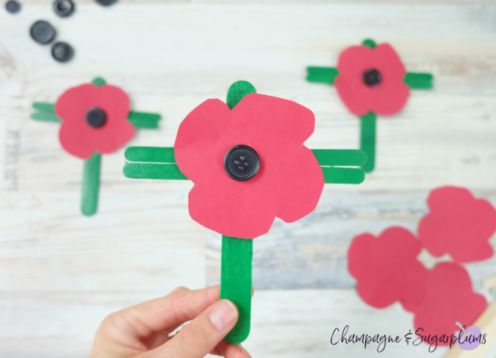 Popsicle Stick Poppy Kids Craft by Champagne and Sugarplums