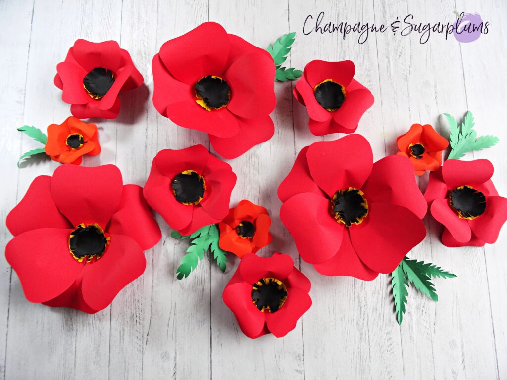 Large Tissue Paper Poppies X 5 Anzac Flowers Backdrops Special