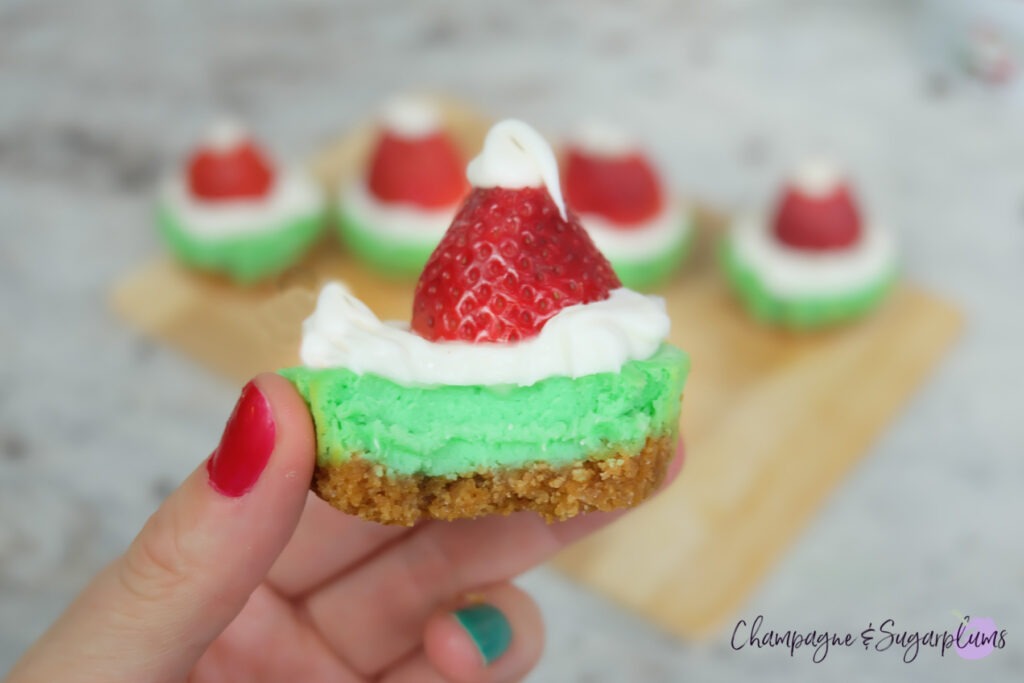 Festive and Fun Grinch Mini Cheesecakes by Champagne and Sugarplums