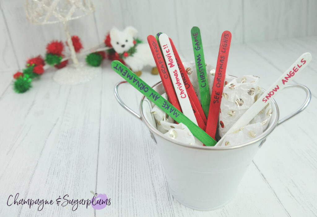Christmas Popsicle Stick Bucket List Craft by Champagne and Sugarplums