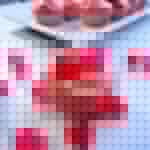 A Cherry Cheesecake Cupcake on a white background surrounded by red and pink candy hearts by Champagne and Sugarplums