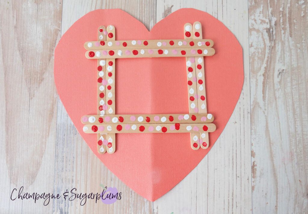 Popsicle Stick Painted Valentine Frame for Kids to Make