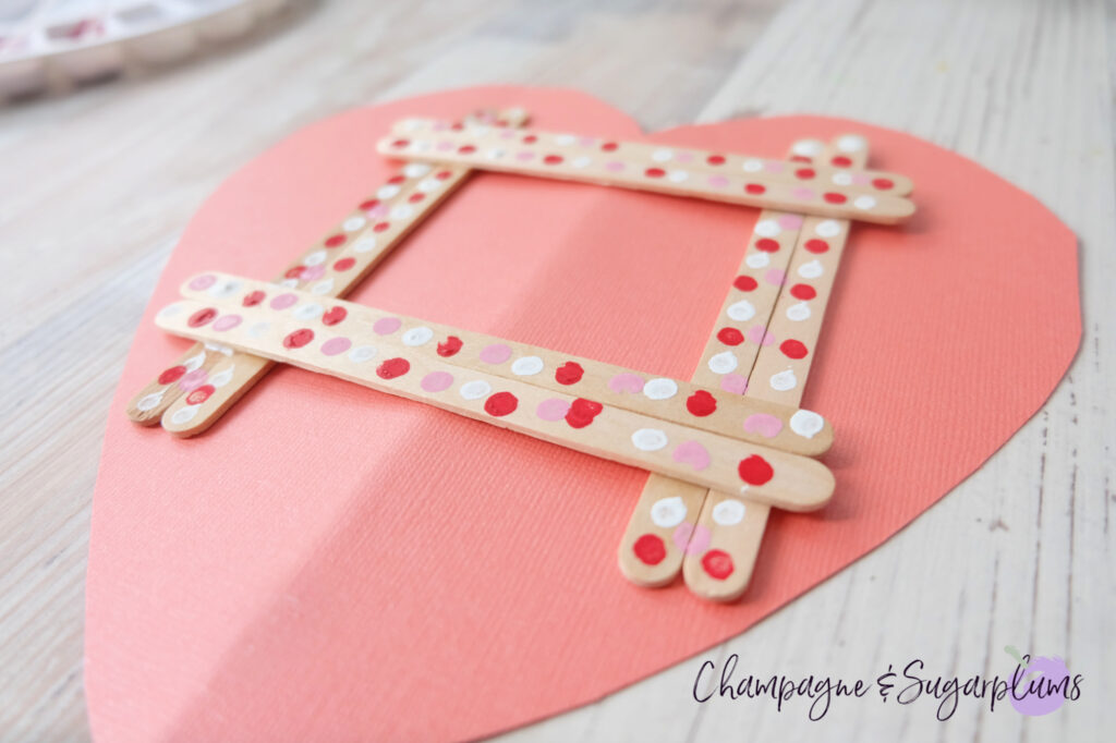 Popsicle Stick Painted Valentine Frame for Kids to Make