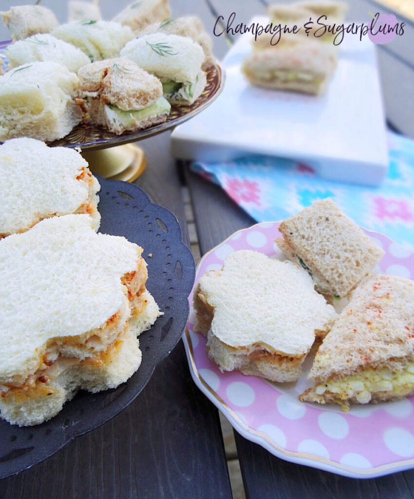 Mother's Day Tea Sandwiches displayed outside for brunch by Champagne and Sugarplums