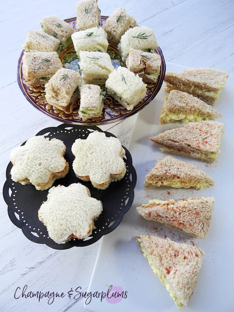 Mother's Day Tea Sandwiches displayed outside for brunch by Champagne and Sugarplums