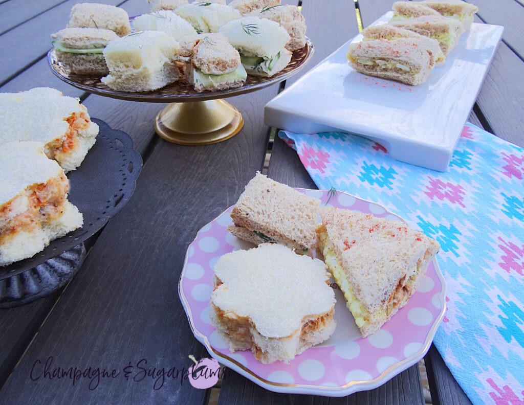 Mother's Day Tea Sandwiches displayed outside for brunch by Champagne and Sugarplums