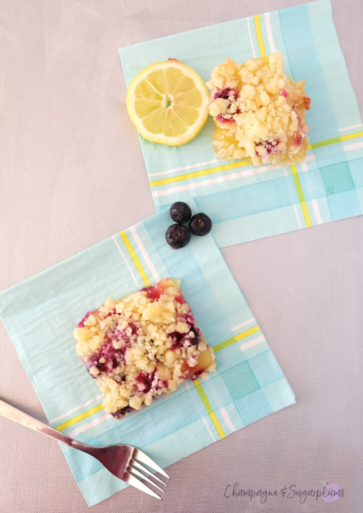 Easy Lemon Blueberry Bars by Champagne and Sugarplums