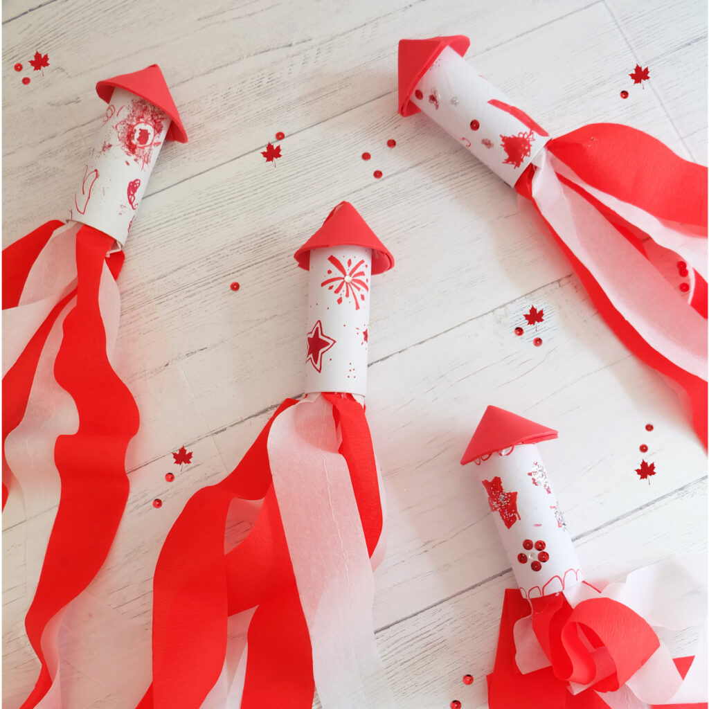 Fun Canada Day Rocket Windsock for Kids to Make by Champagne and Sugarplums