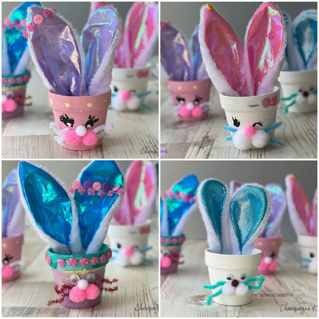 Different Easter Bunny Painted Pots Kids Craft!