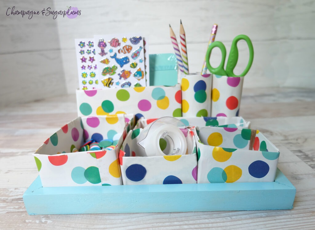 Easy Desk Top Organizer [Dollar Store Crafts] by Champagne and Sugarplums