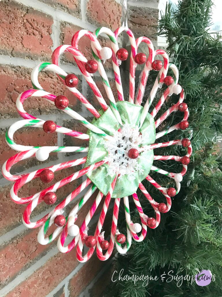 DIY Christmas Candy Cane Wreath by Champagne and Sugarplums