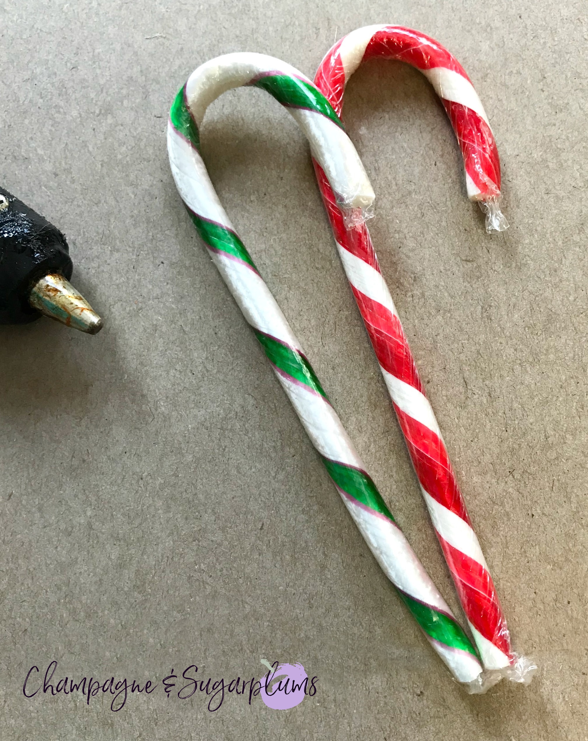 DIY Christmas Candy Cane Wreath Champagne and Sugarplums