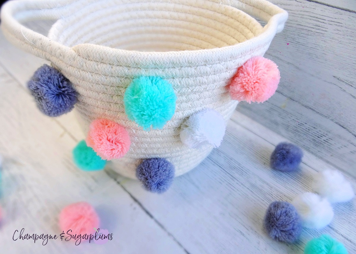 One Step PomPom Easter Basket Champagne and Sugarplums